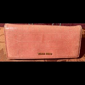 Vintage  Burnt Orange Miu Miu Leather Wallet. Long Wallet.